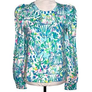 NWT Lilly Pulitzer Jansen Long Sleeve Sweater Blue Ibiza Cabana Cocktail Women S
